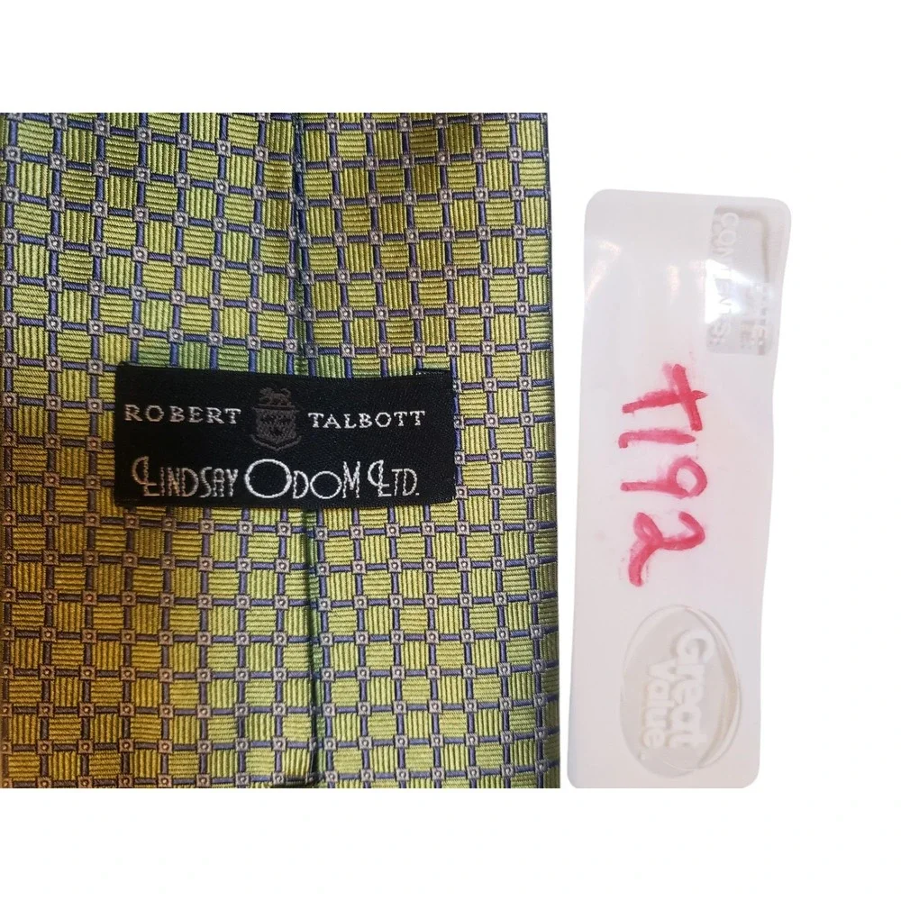 Robert Talbott by Lindsay Odom‎ Mens Tie Necktie Designer Green Blue Geometric